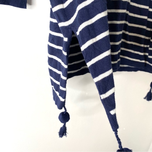 Lilly Pulitzer Navy White Stripe Tassel Side Knit Pullover - Picture 6 of 9